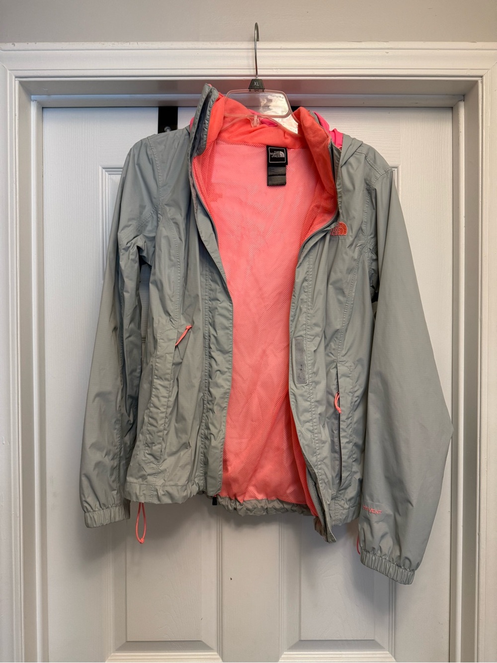 THE NORTH FACE Women’s Gray/Pink HyVent Hooded Full Zip Jacket Size XS